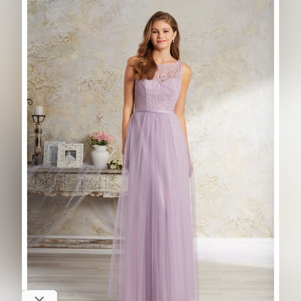 Alfred Angelo Modern Vintage Long Lace Bridesmaid Dress Lilac / Dusty Mauve